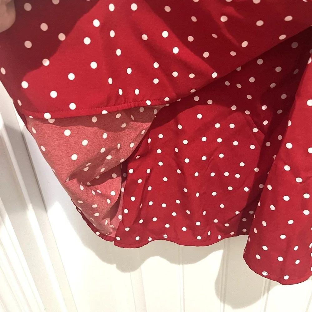 Womens Med Red Polka Dot Romper‎ Dress Retro Style Pinup 1950s 60s Rockabilly - Picture 4 of 10